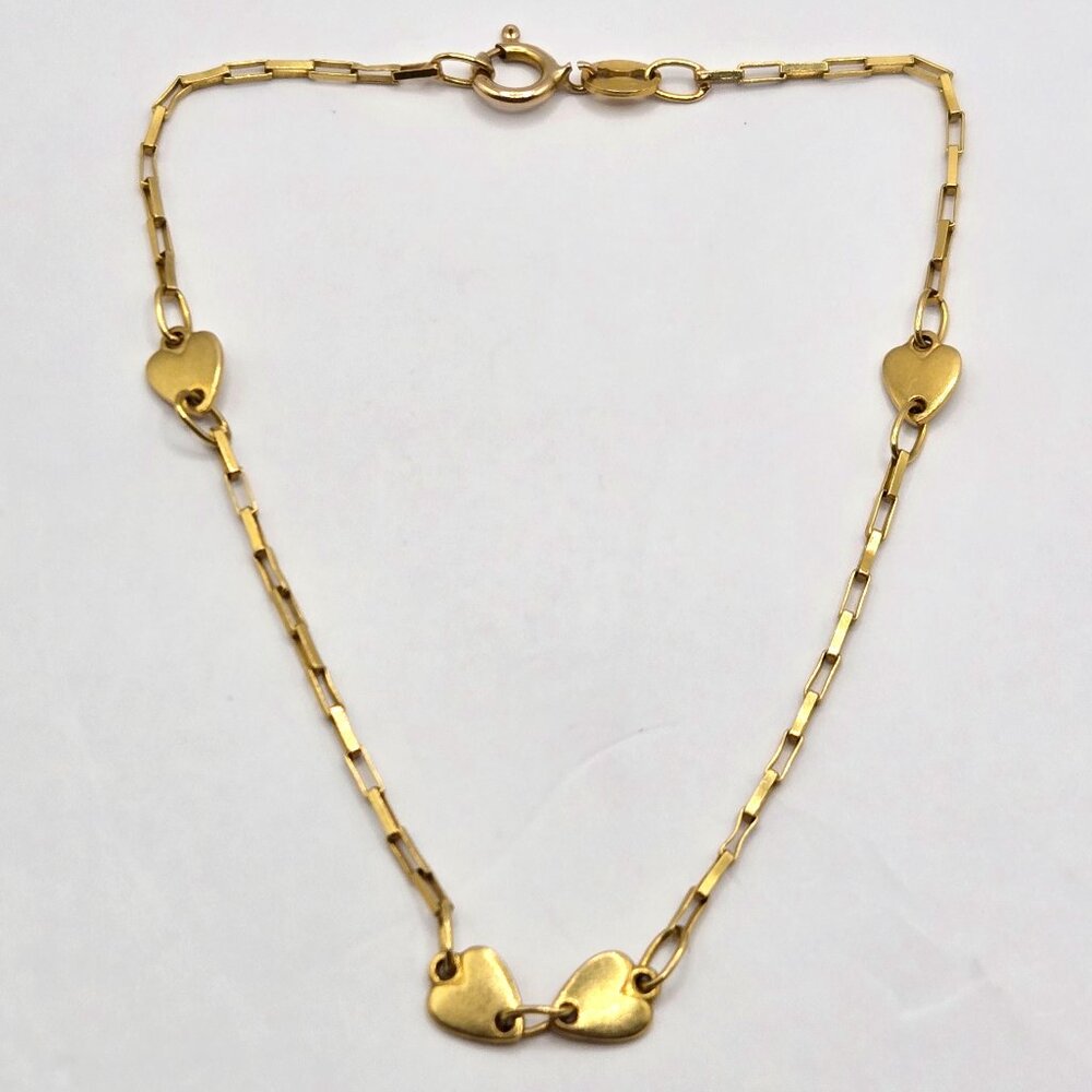 Dainty 18K Yellow Gold Heart Design Chain Bracelet